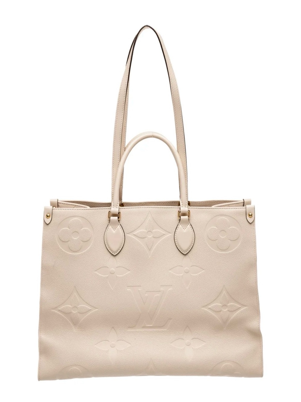 Louis Vuitton On The Go Embossed Monogram Cream Tote